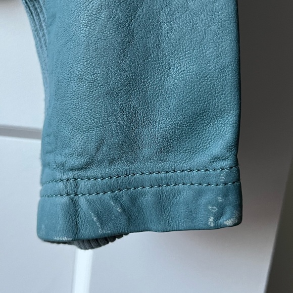 BCBG leather jacket, Size Small, teal color - Picture 3 of 3